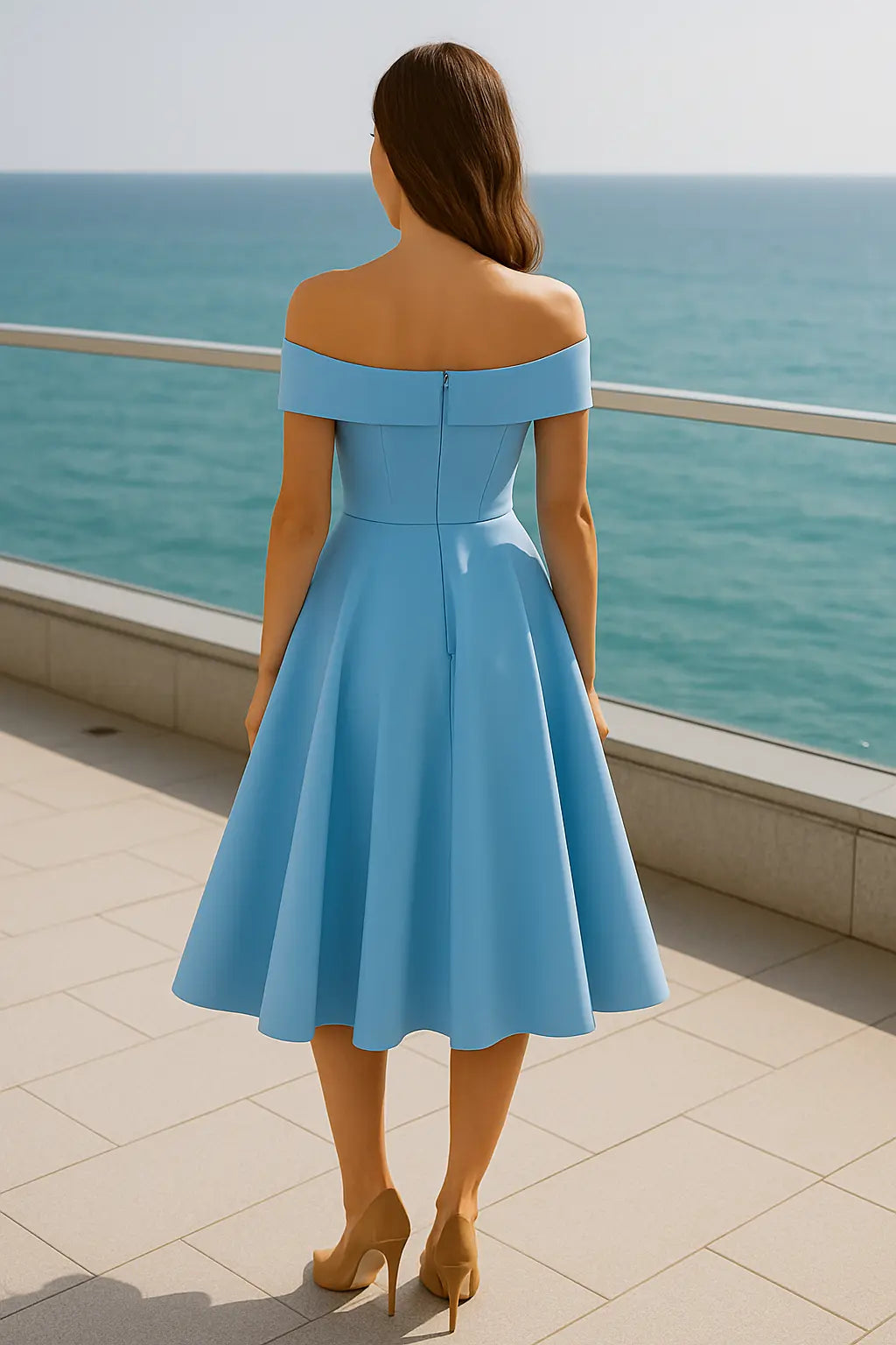 Dames Off-Shouder Satijn Gala Jurk, Maxi Jurk Met Zakken En Kant Op De Rug | VIQA VIQA© NEDERLAND