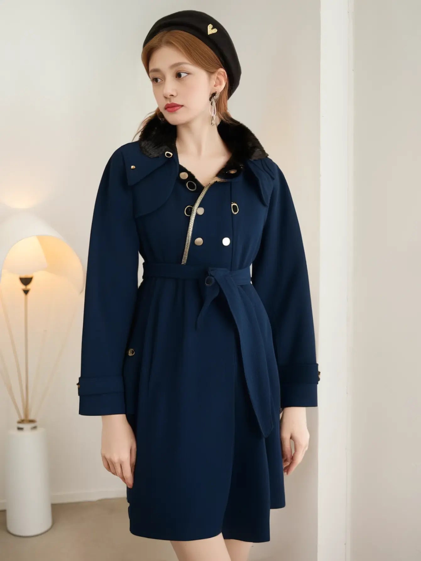 Trenchcoat Met Dubbele Borst En Riem Voor Dames VIQA© NEDERLANDBlauw-3XL