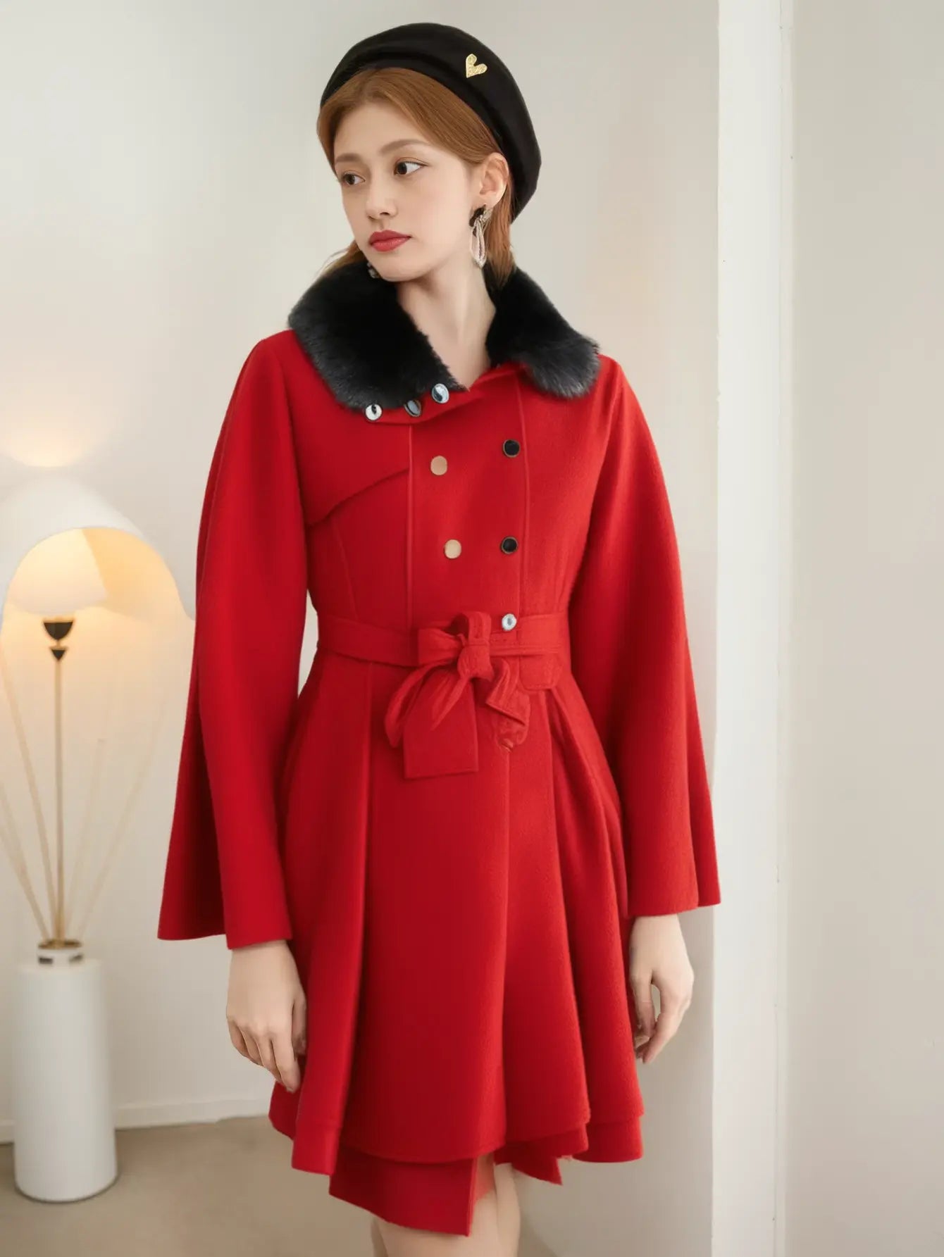 Trenchcoat Met Dubbele Borst En Riem Voor Dames VIQA© NEDERLANDRood-3XL