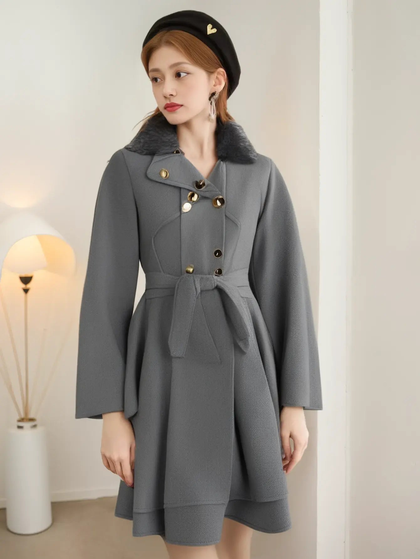 Trenchcoat Met Dubbele Borst En Riem Voor Dames VIQA© NEDERLANDGrijs-3XL