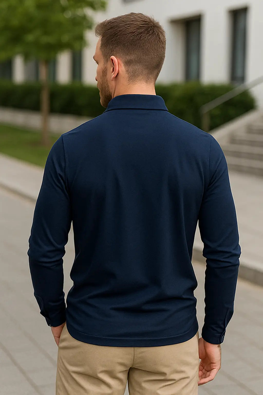 Heren Langmouwen Shirt, Wijde Pasvorm, Kralendetails, Lichtgewicht Top Voor Dagelijks Gebruik | VIQA VIQA© NEDERLAND