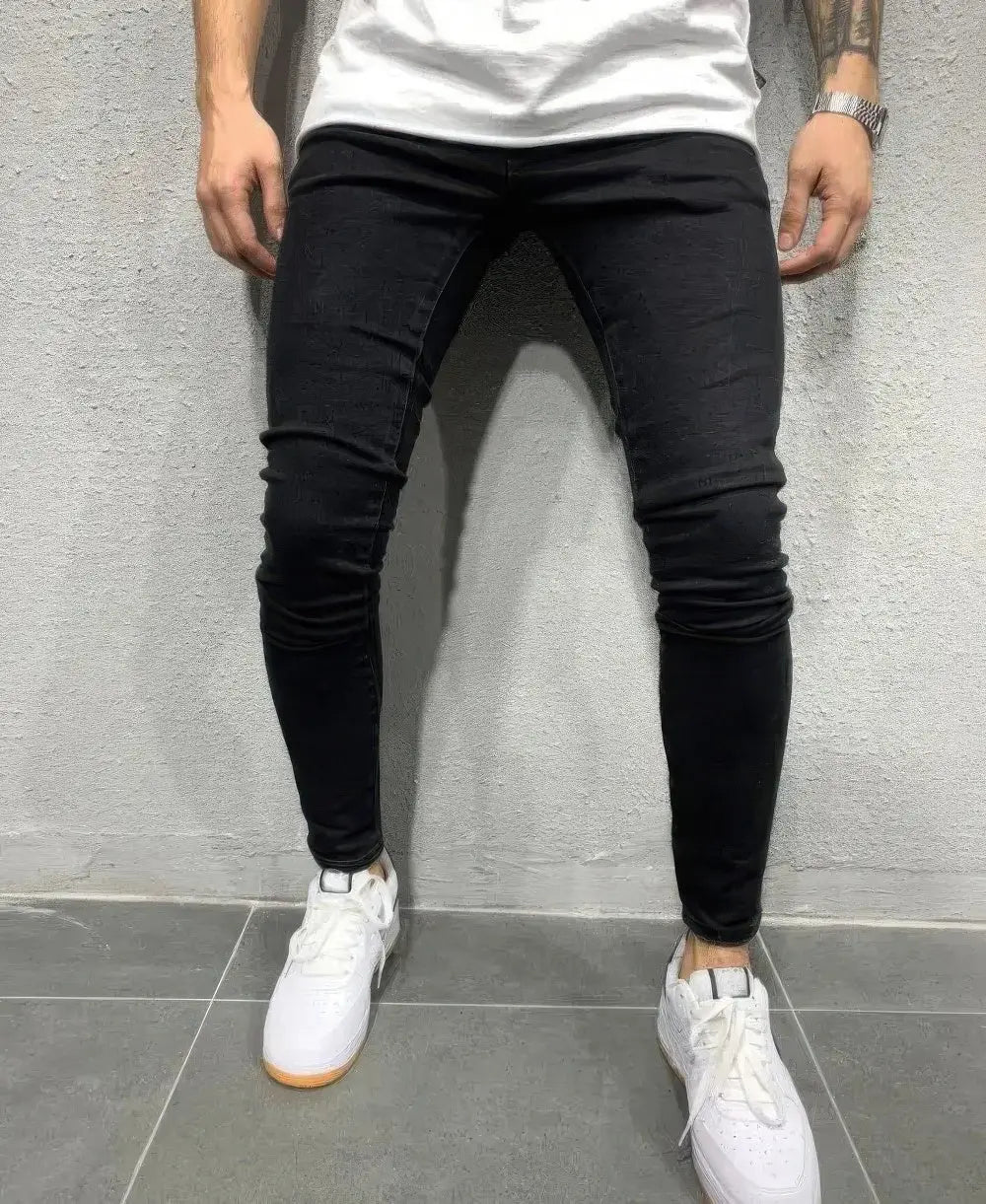 Heren Vintage Gescheurde Skinny Spijker Broeken VIQA© NEDERLANDZwart-3XL