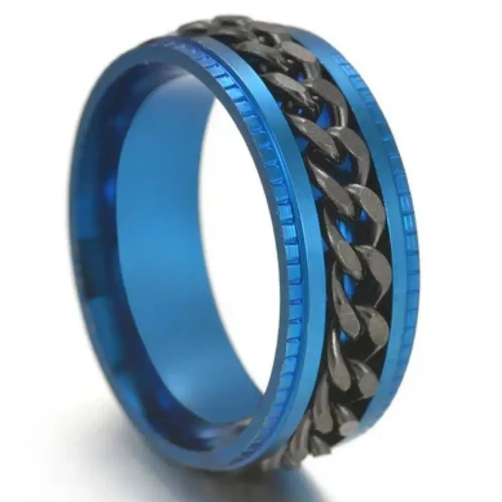 8mm Draaibare Spinring Voor Heren VIQA© NEDERLANDBlauw