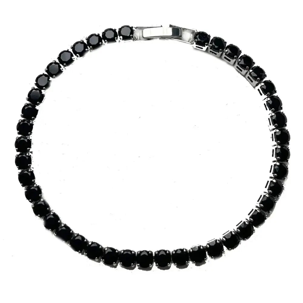 4mm Kubische Zirkonia Tennis Armband Voor Dames En Heren VIQA© NEDERLANDZwart-19cm