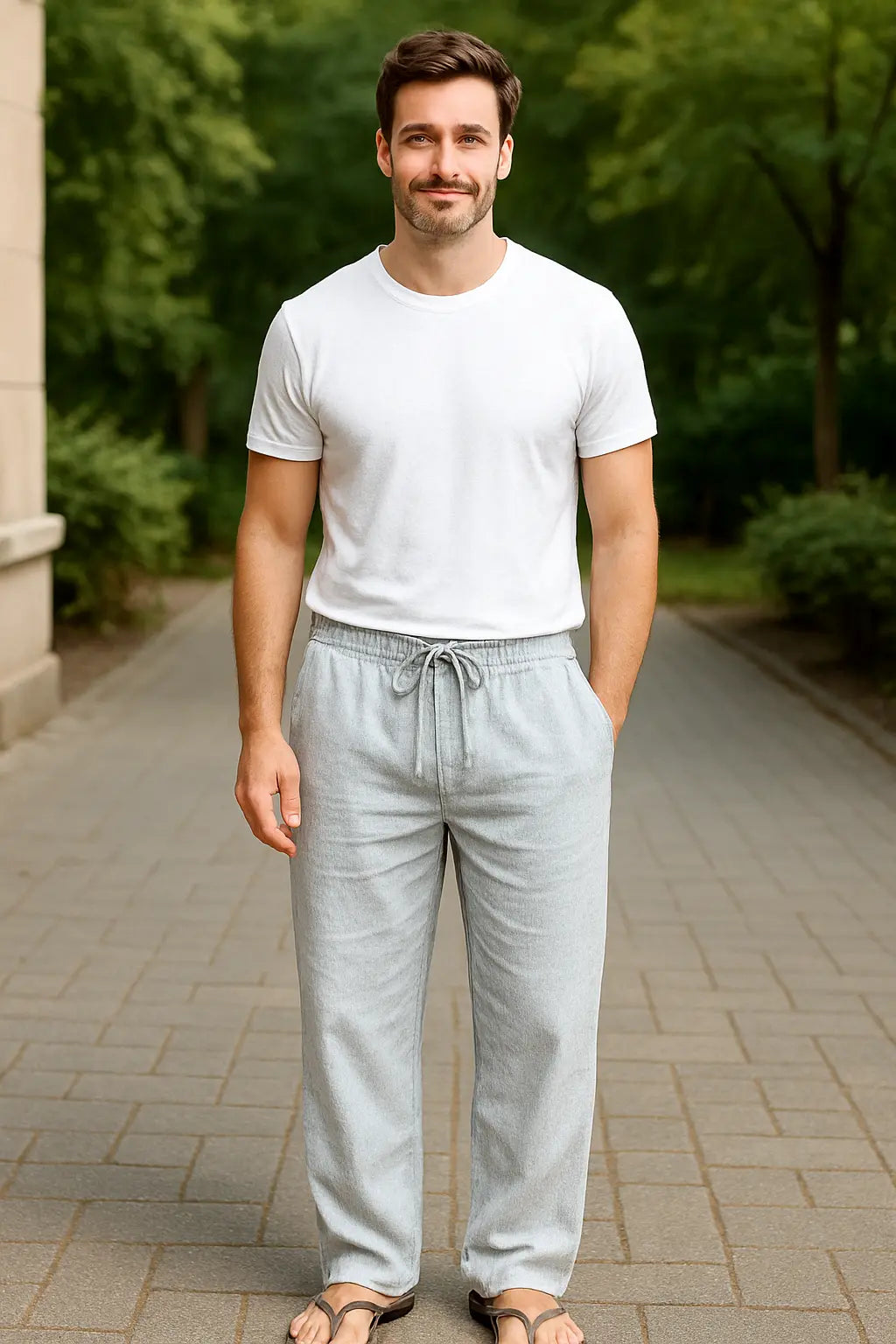 Heren Linnen Wijde Broek, Casual Broek, Lichtgewicht Zomer Sweatbroek | VIQA VIQA© NEDERLAND