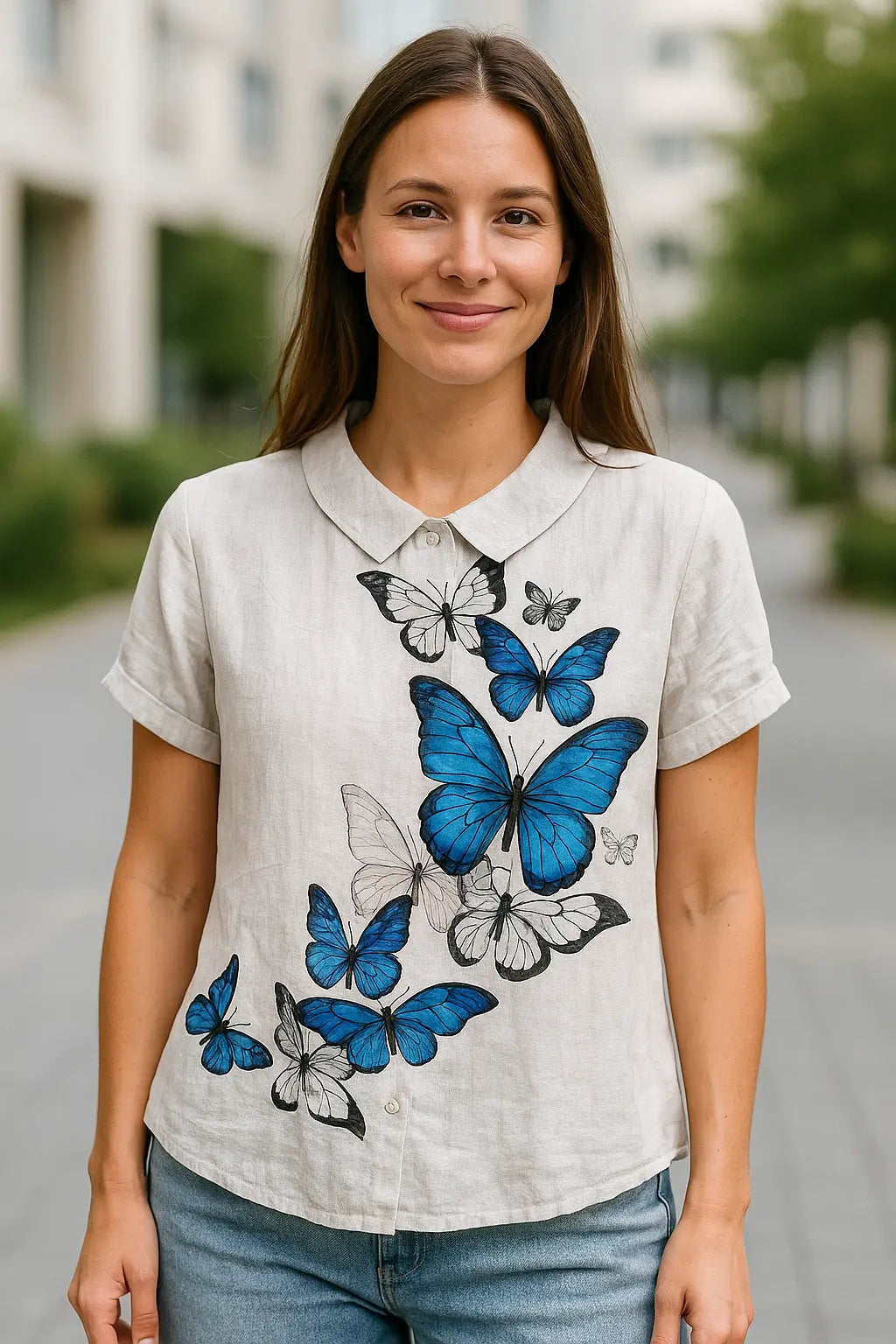 Dames Linnen Bloemen Shirt, Lichtgewicht Korte Mouw Kap Blouse Met Print, Casual Top | VIQA VIQA© NEDERLAND