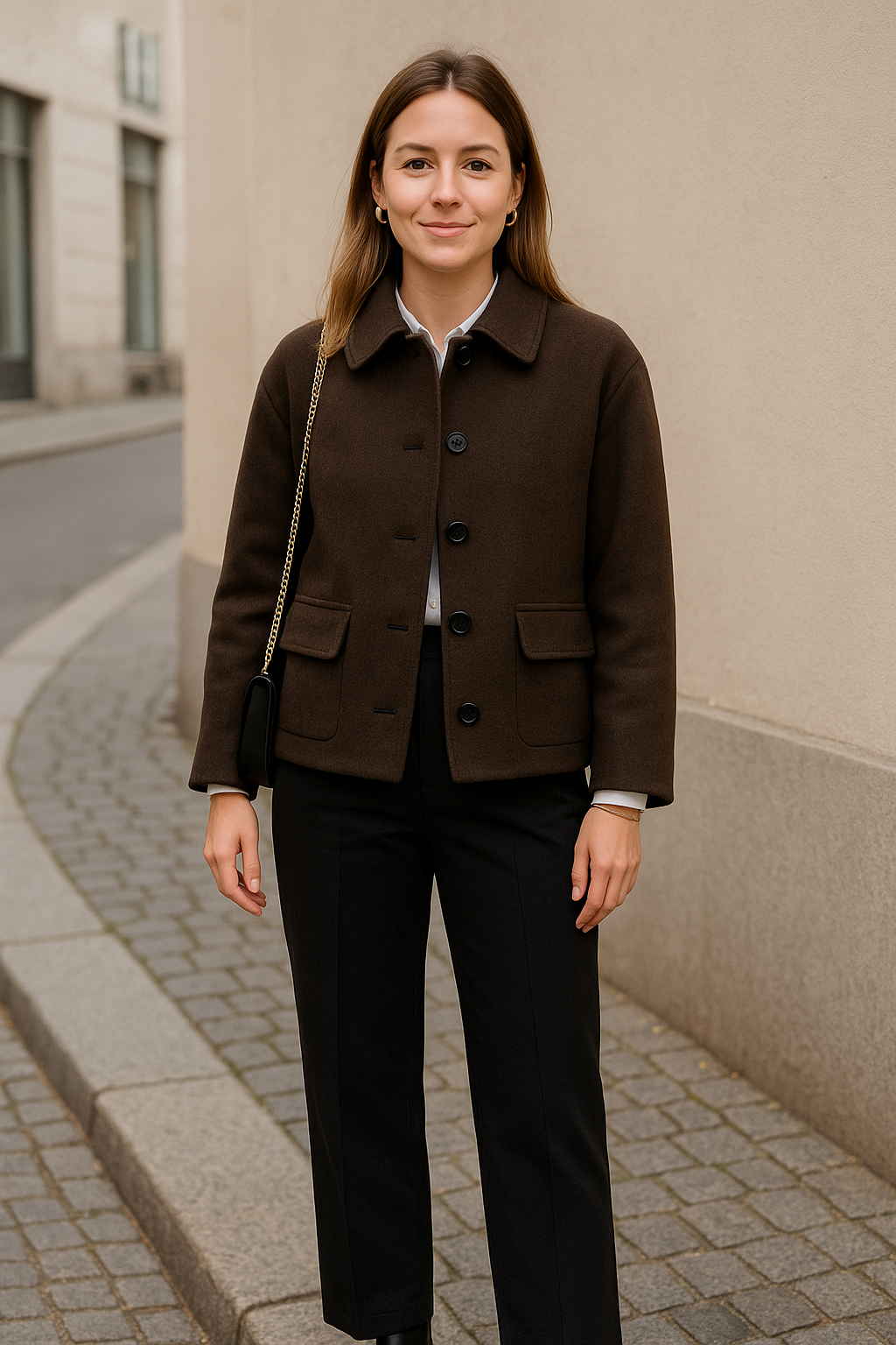 Wollen Damesjas, Effen Kort Knoopjasje, Herfstwinter Warme Bovenkleding | VIQA VIQA© NEDERLAND