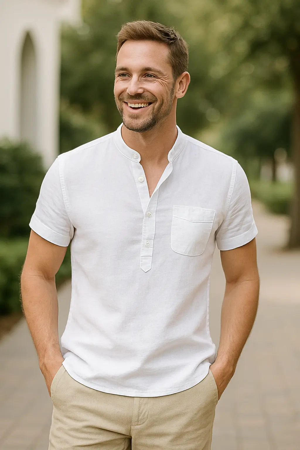 Heren Zomer Linnen T-Shirt, Korte Mouw Ademend Casual Shirt, Lichtgewicht Dagelijks Dragen | VIQA VIQA© NEDERLAND