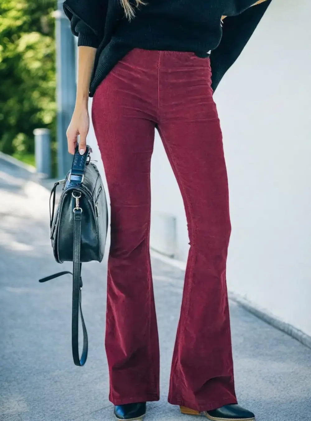 Jane Elegant Hoge Taille Uitlopende Broek VIQA© NEDERLANDRood-XL