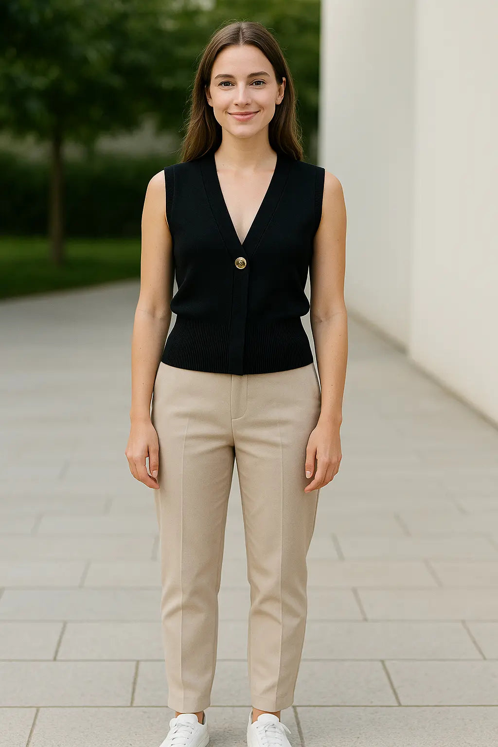 Dames V-hals Gebreide Tanktop, Effen Kleur Zomer Mouwloos Shirt | VIQA VIQA© NEDERLAND