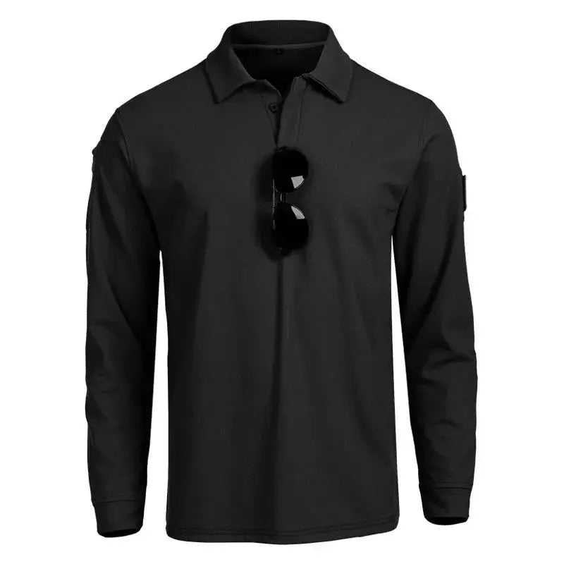 Geborduurd Tactisch Poloshirt Met Lange Mouwen Voor Heren VIQA© NEDERLANDZwart-4XL