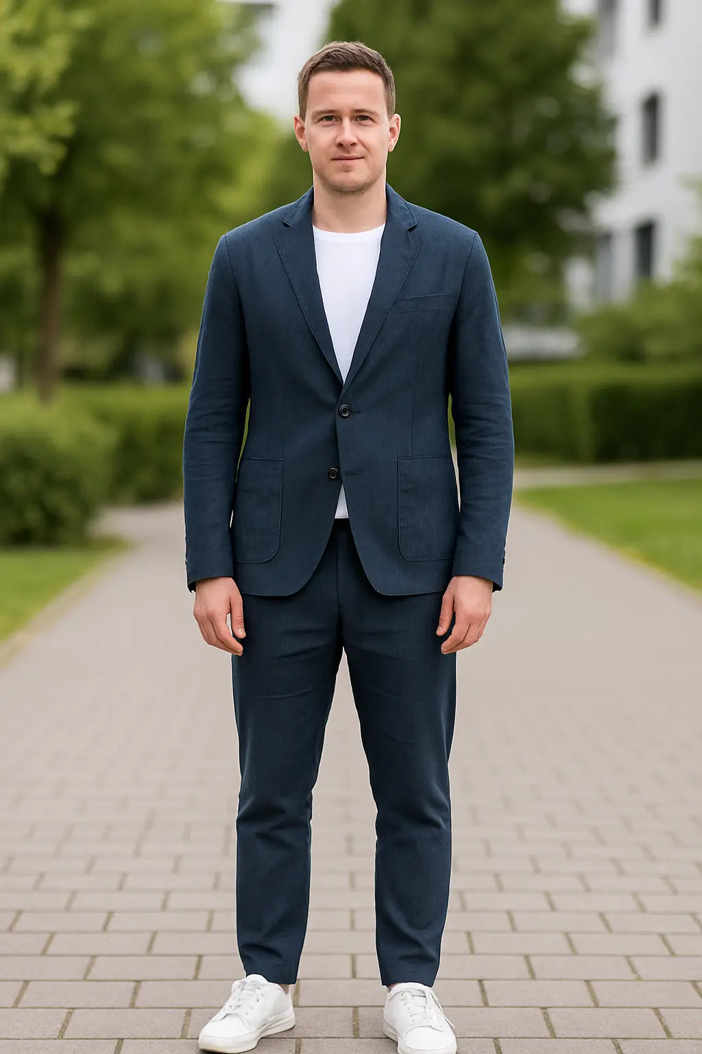 Zomerpak Voor Heren, Slim Pasvorm Blazer En Pantalon, 2-Delige Set, Lichtgewicht Zakelijke Kleding | VIQA VIQA© NEDERLAND