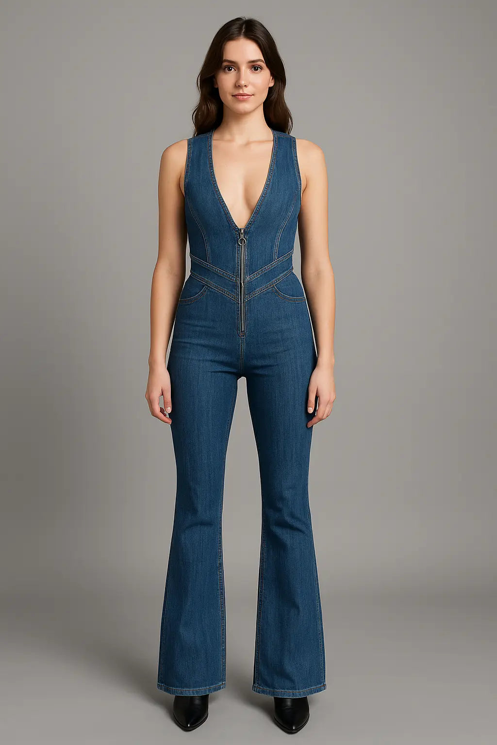 Brooke Dames Denim Jumpsuit Met Rits VIQA© NEDERLANDBlauw-L