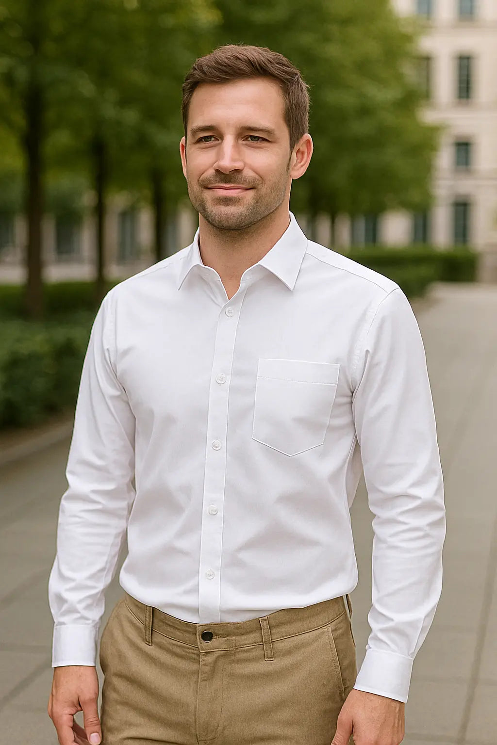 Heren Zomer Overhemd, Slanke Lange Mouwen Formele Zakelijke Casual, Effen Kleur Strijkvrij | VIQA VIQA© NEDERLAND