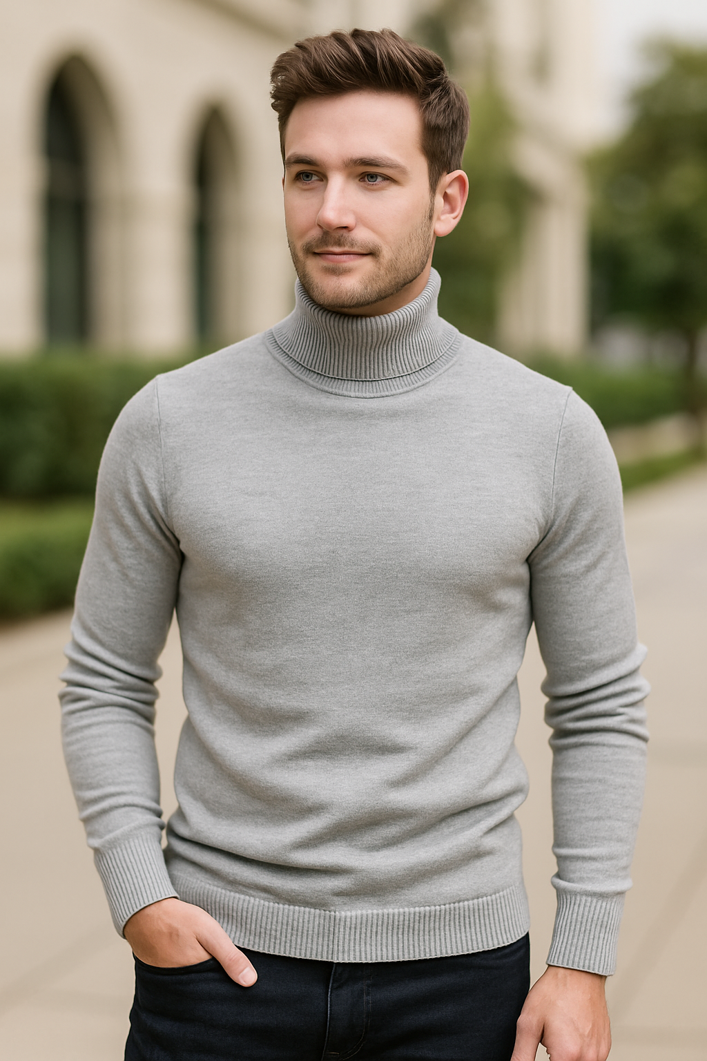 Heren Coltrui, Slim Pasvorm Effen Kleuren Trui, Warme Winter Hoge Hals Lange Mouwen Top | VIQA VIQA© NEDERLAND