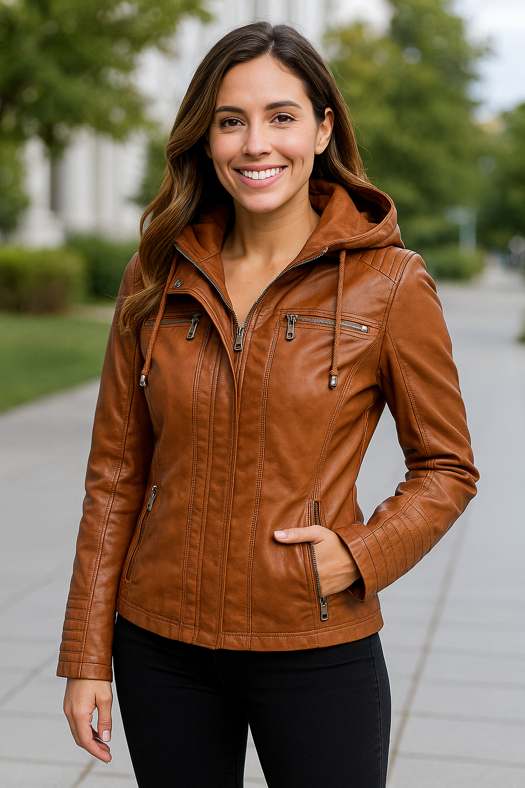 Dames Faux Lederen Jas, PU Motorfiets Jas, Hooded Winter Bovenkleding | VIQA VIQA© NEDERLAND