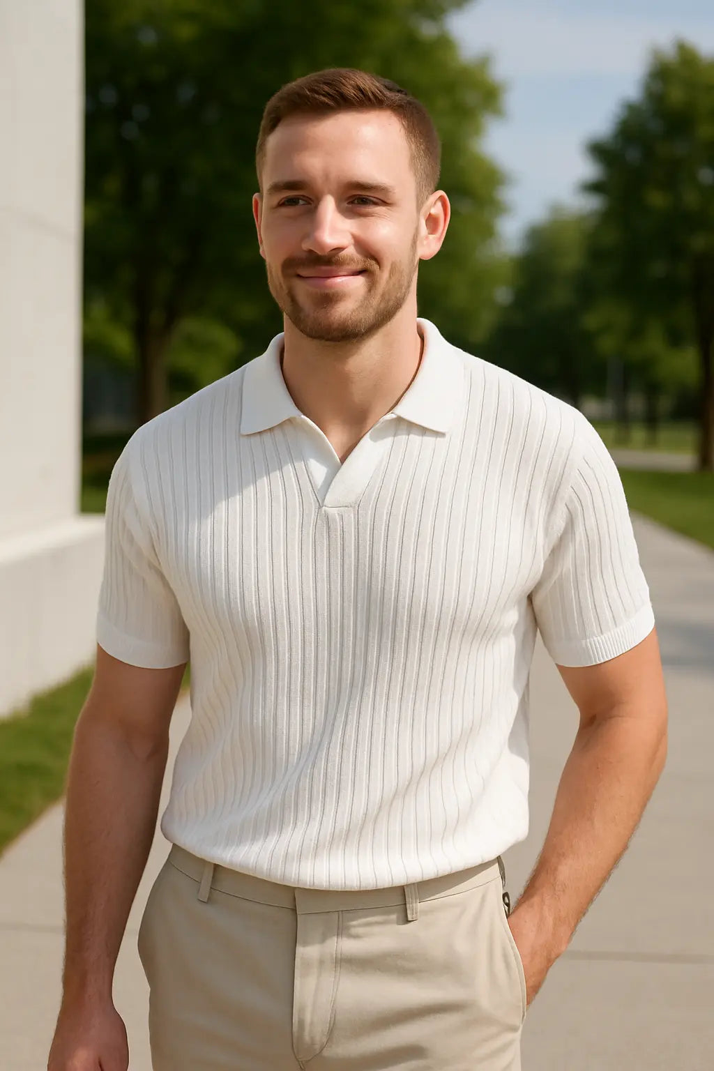 Heren Zomer Poloshirt, Effen Keur Gebreide Korte Mouwen Top, Casual Veelzijdige Mode T-shirt | VIQA VIQA© NEDERLAND