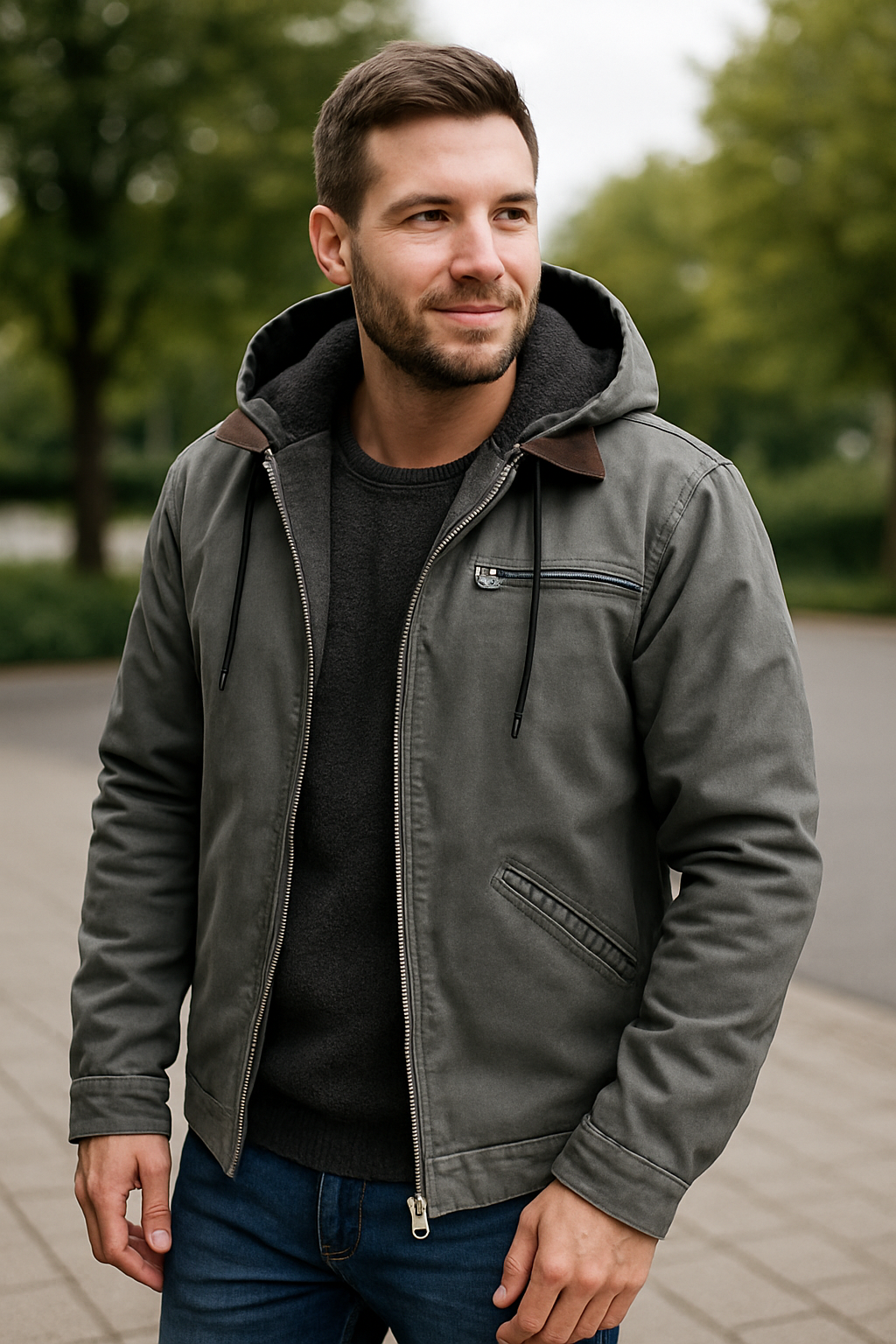 Heren Katoenen Gewatteerde Jas, Casual Effen Rits Parka, Winter Trendy Losse Jas | VIQA VIQA© NEDERLAND