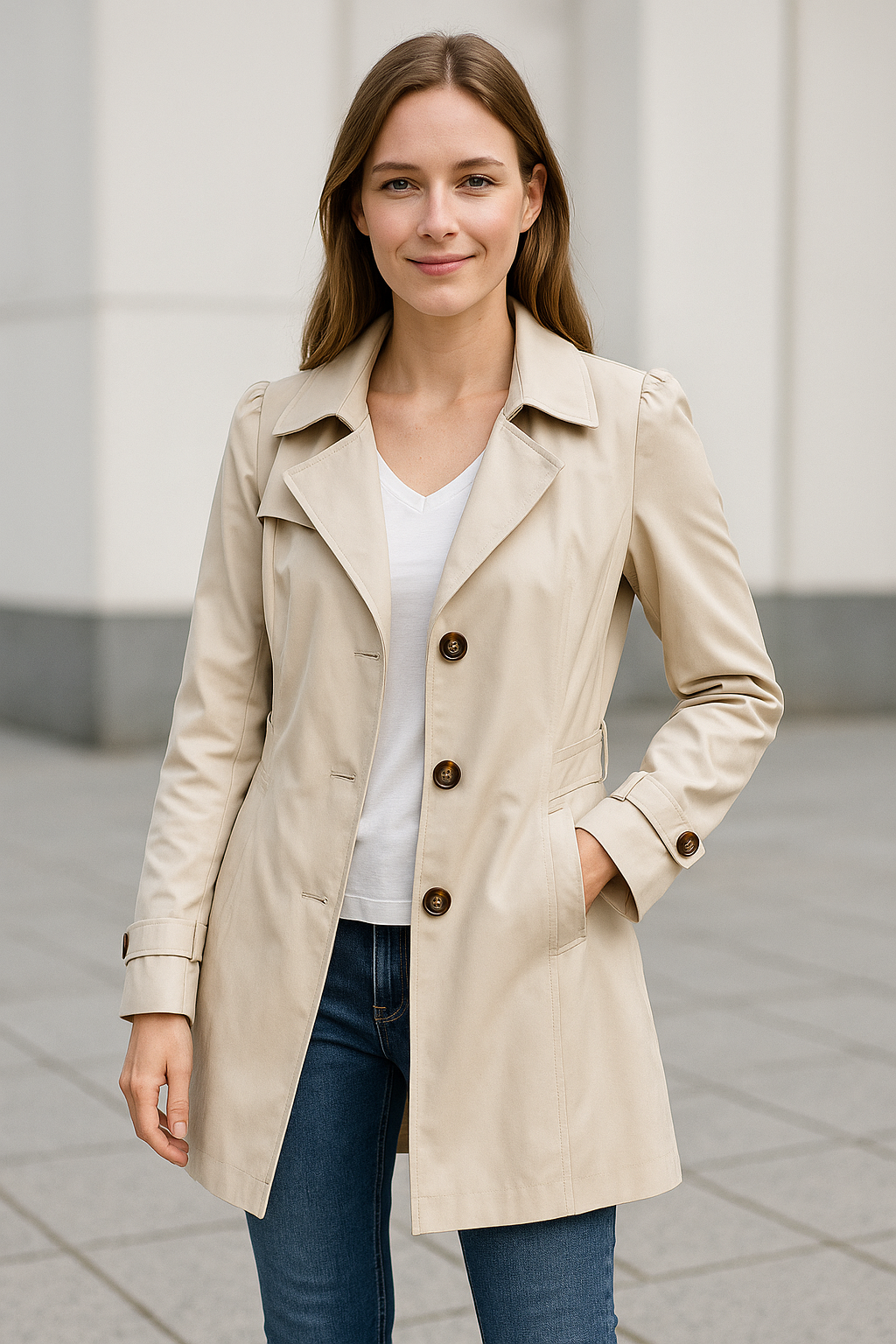 Dubbelrijige Trenchcoat Voor Dames, Middellange Elegante Herfst En Winter Jas Windjack | VIQA VIQA© NEDERLAND