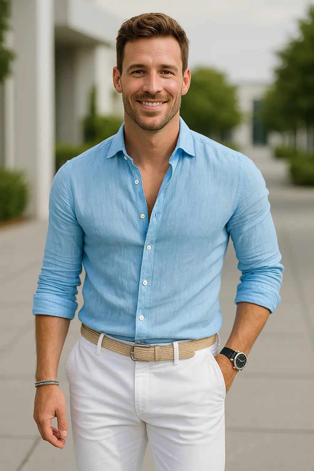 Heren Katoenen Linnen Shirt, Lange Mouwen Casual Revers Met Knoopsluiting, Lichtgewicht Ademend Vest VIQA VIQA© NEDERLAND