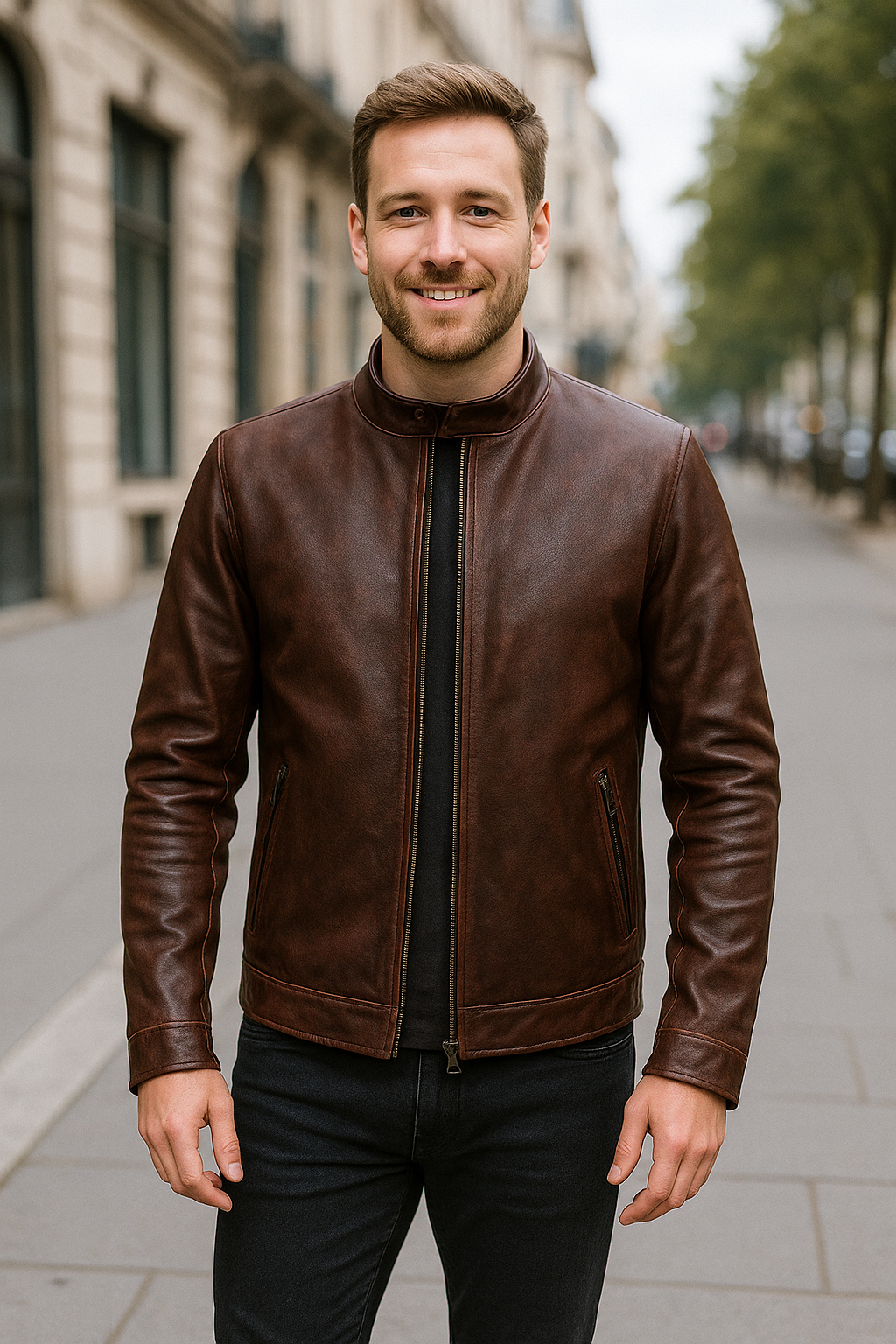 Leren Jas Voor Heren, Echte Schapenvacht Rundleren Jas, Klassieke Herfst En Winter Bikerstijl | VIQA VIQA© NEDERLAND