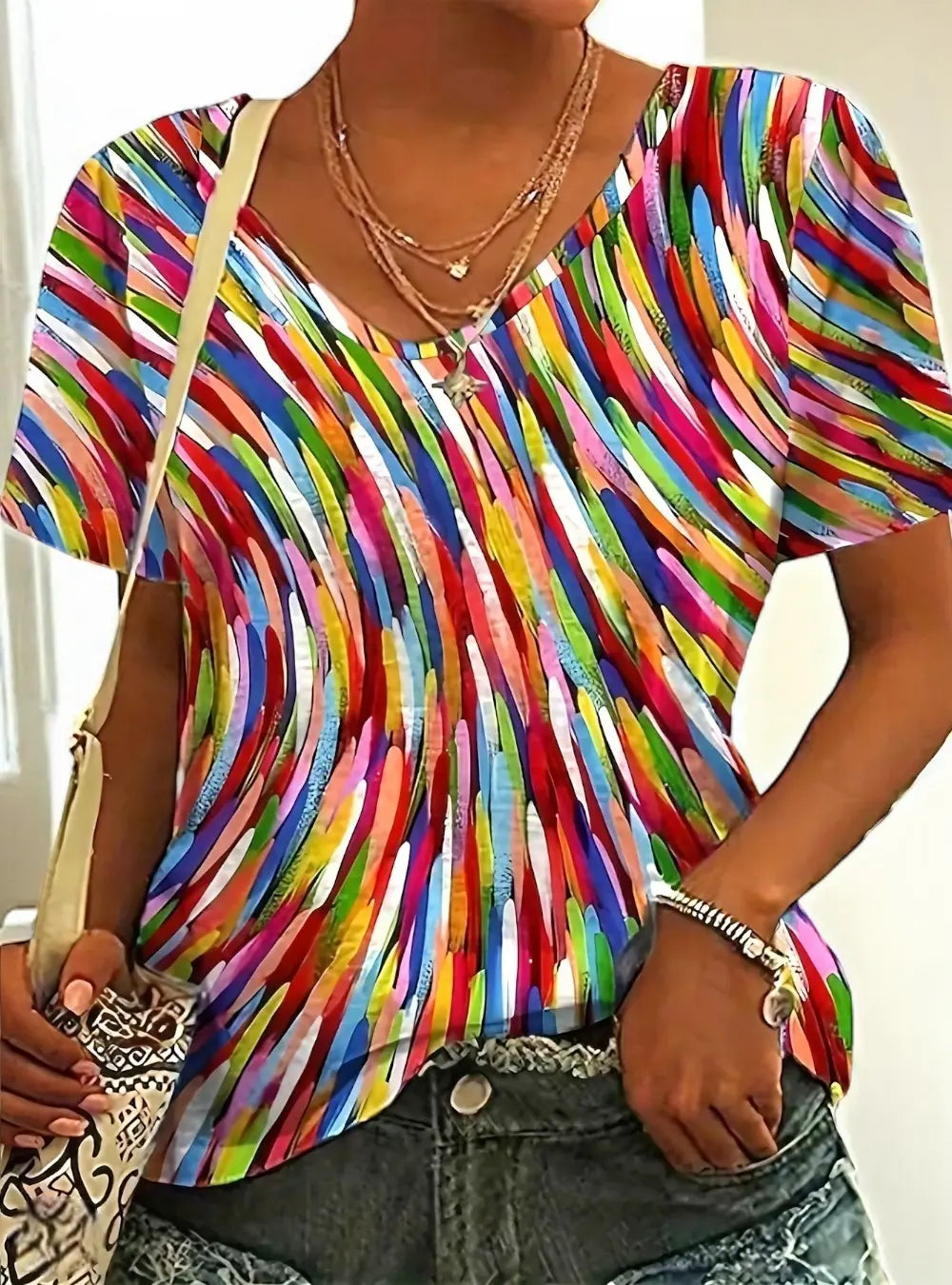 Pauline Dames Kleurrijk Shirt VIQA© NEDERLANDRood-2XL