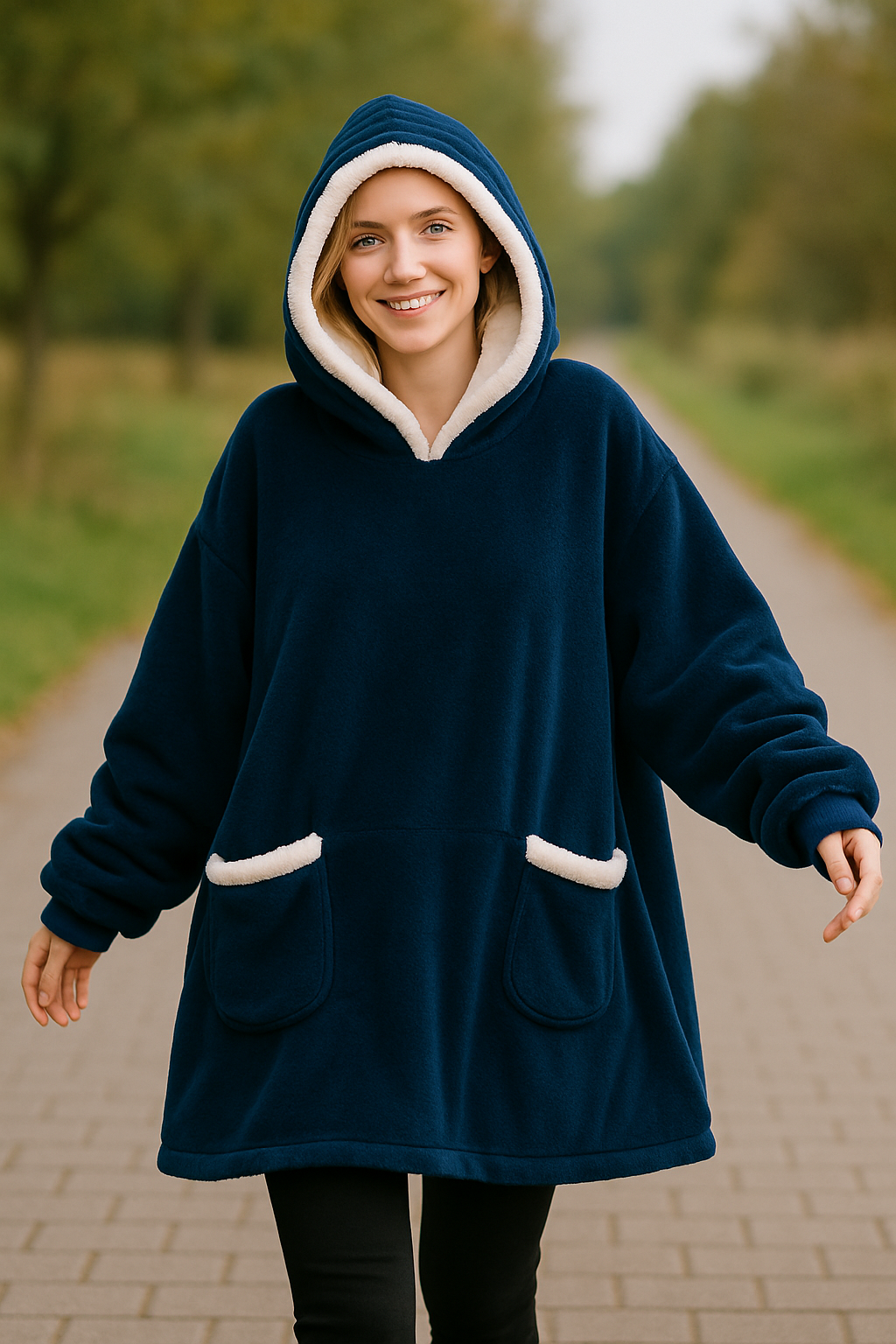 Hoodie-Deken Met Mouwen Voor Dames, Oversized Trui Met Zakken Van Winterfleece Met Ruitjesmotief | VIQA VIQA© NEDERLAND