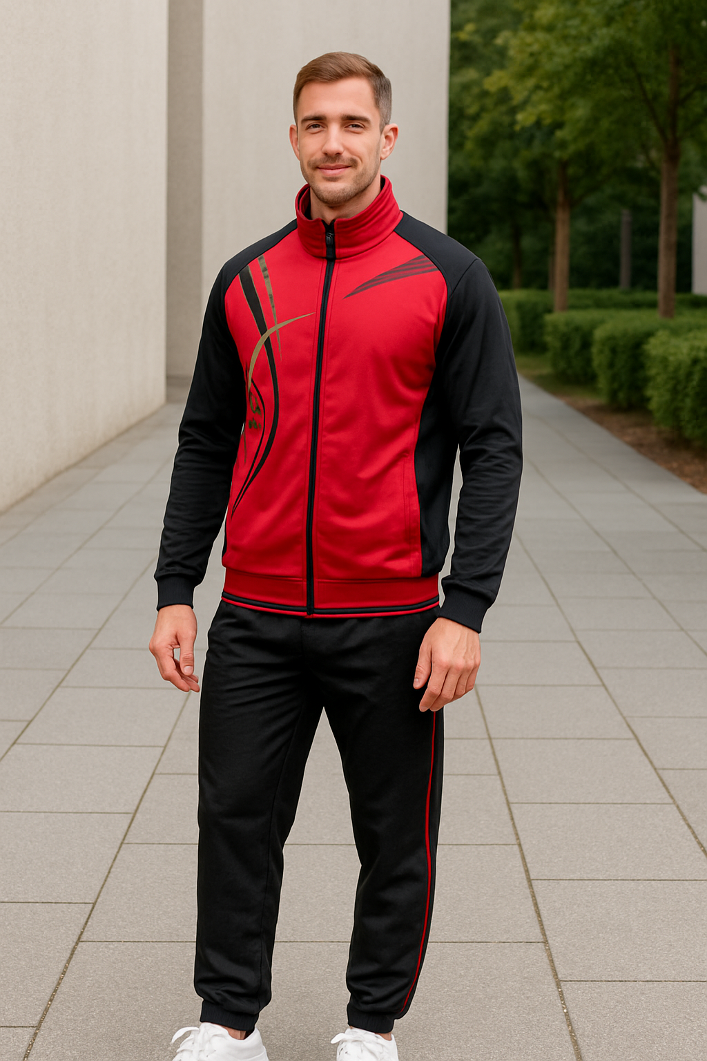 Heren Sportkleding Set, Twee-Delige Jas Met Rits En Broek, Casual Print Jogging Sport Outfit | VIQA VIQA© NEDERLAND