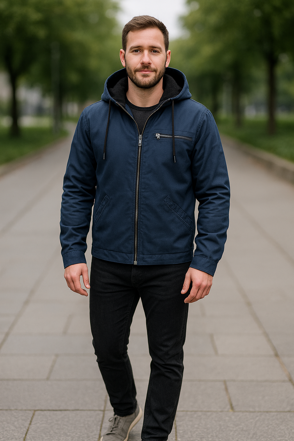 Heren Casual Fleece Jack, Met Capuchon En Ritszak Effen Kleur Winter Warme Jas Voor Buiten VIQA VIQA© NEDERLAND