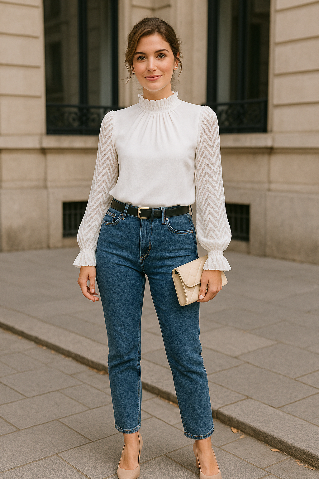 Dames Chiffon Blouse, Elegante Patchwork Golfpatroon Pullover Met Lange Mouwen Voor Op Kantoor | VIQA VIQA© NEDERLAND