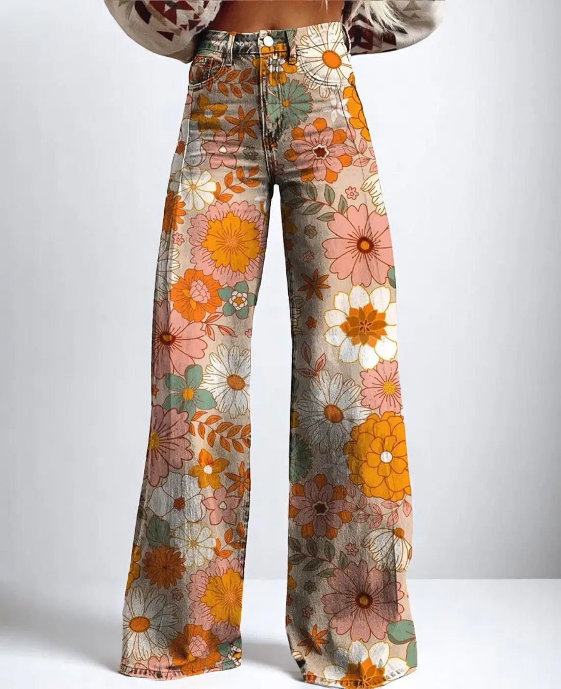 Nora Dames Lange Broek Met Hoge Taille VIQA© NEDERLANDGeel-2XL