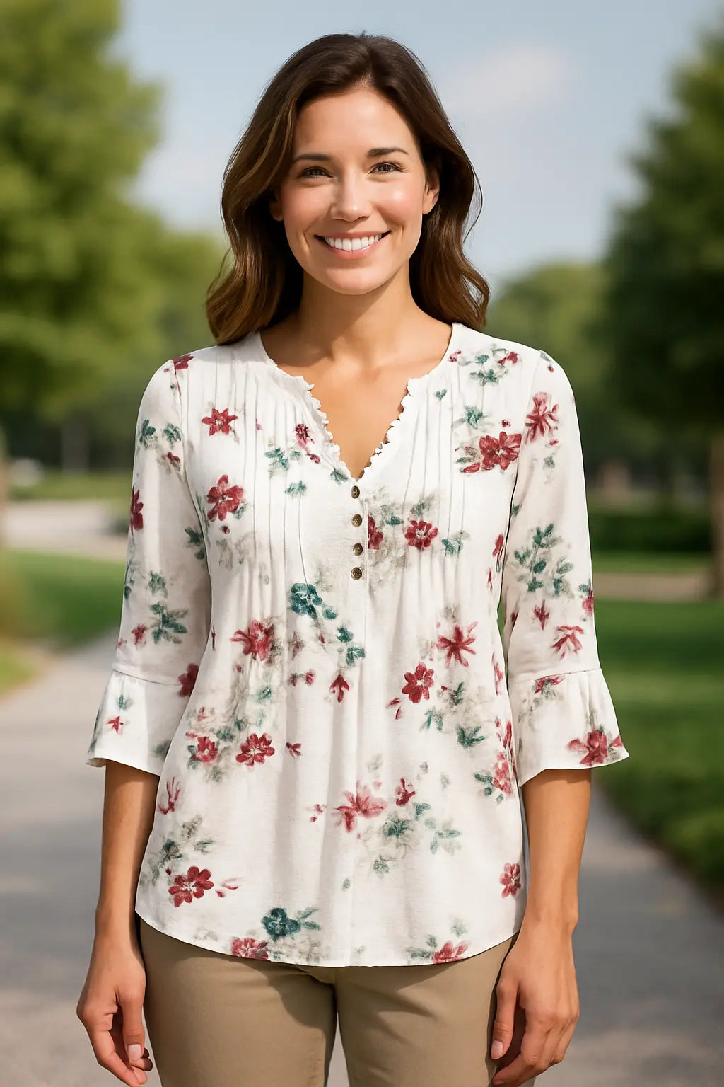 Dames Elegant Gedrukte Blouse, Casual Lange Mouwen Stijlvol Overhemd Top | VIQA VIQA© NEDERLAND