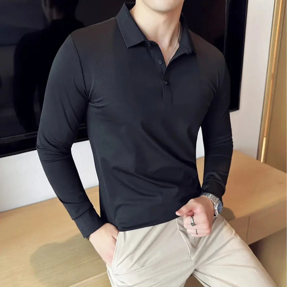 Herenpolo Ijszijde Lange Mouw VIQA© NEDERLAND