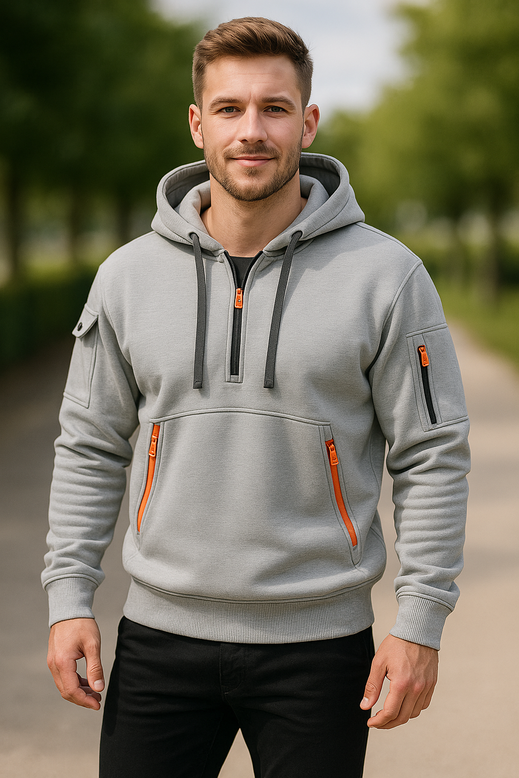 Heren Streetwear Hoodie, Staande Kraag Rits Pullover Lange Mouwen Sweatshirt Herfst Winter | VIQA VIQA© NEDERLAND
