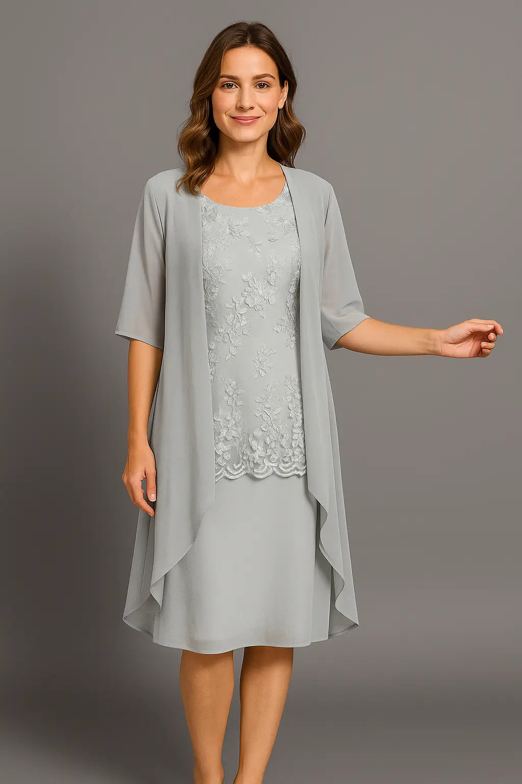 Isabella Dames Elegante Tweedelige Chiffon Jurk VIQA© NEDERLANDBlauw-2XL