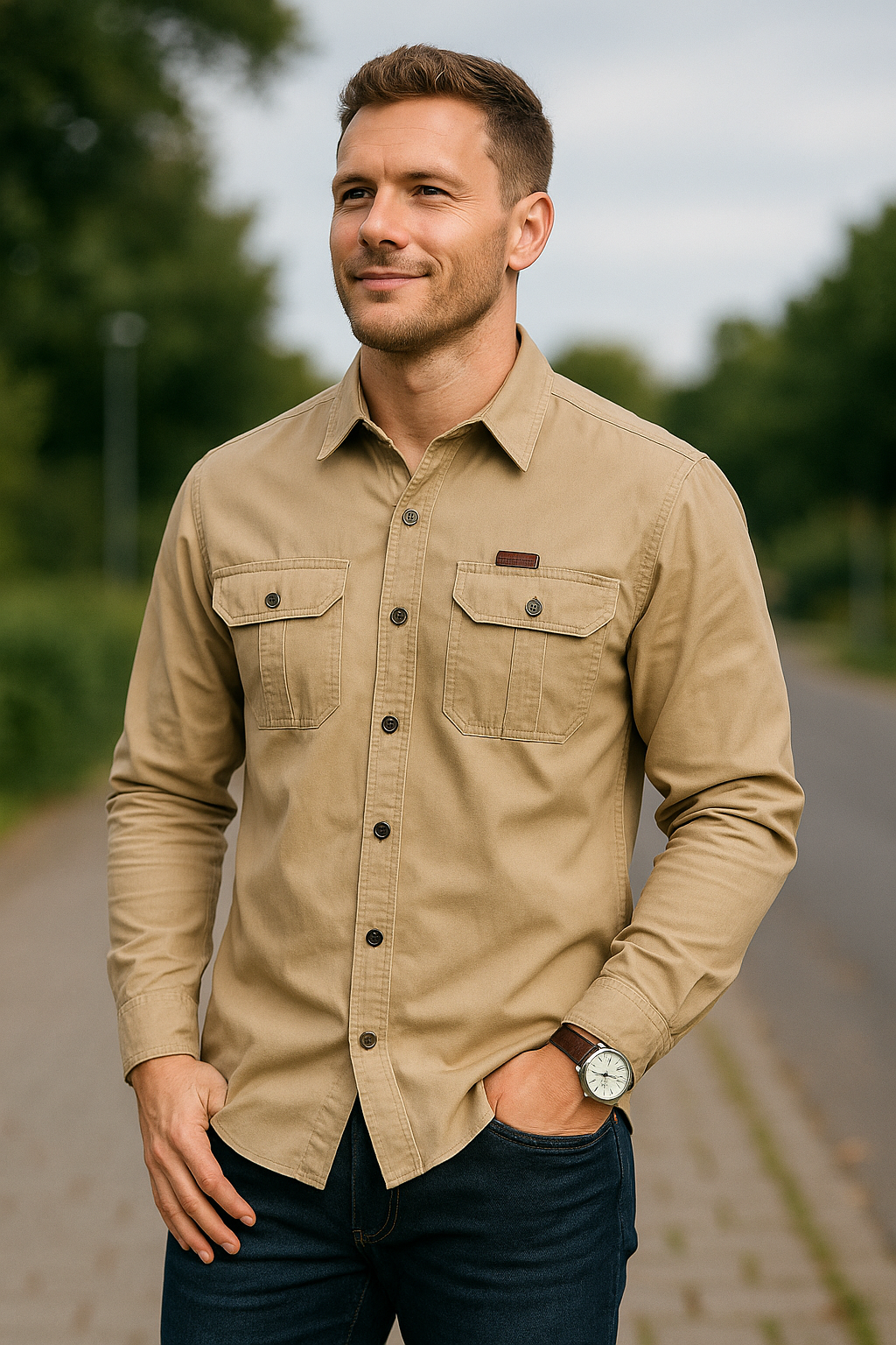 Heren Cargo Shirt, Lange Mouwen, Meerdere Zakken Tactisch Casual Shirt Met Revers | VIQA VIQA© NEDERLAND