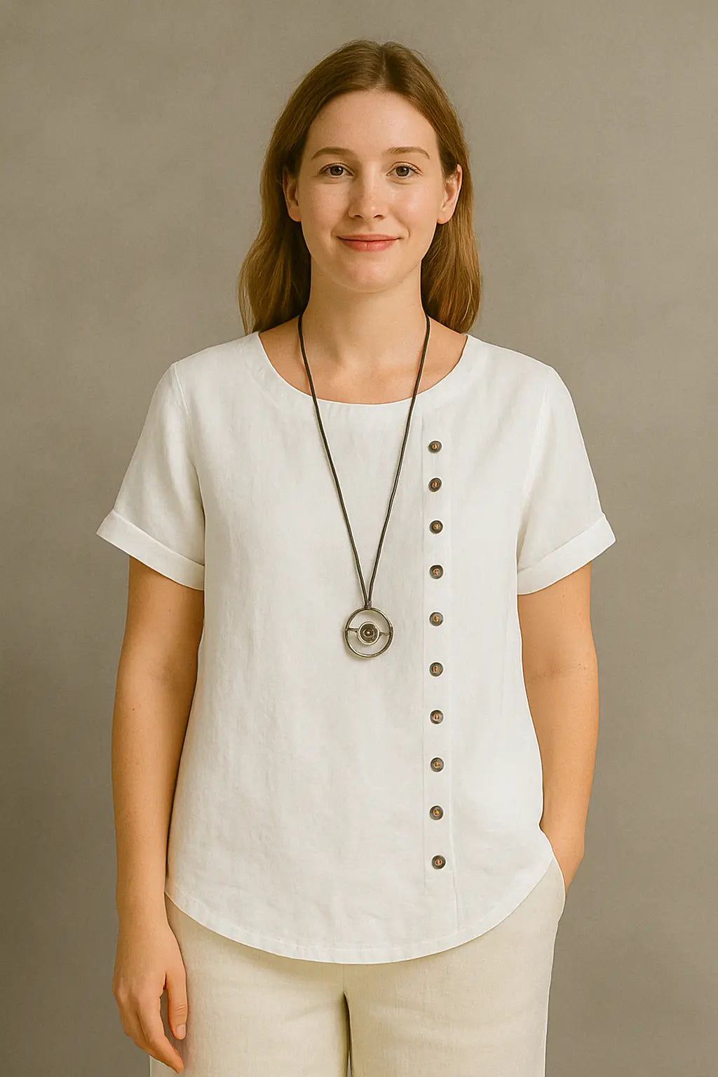 Lily Dames Katoen Lichtgewicht Blouse Met Korte Mouwen VIQA© NEDERLANDWit-2XL