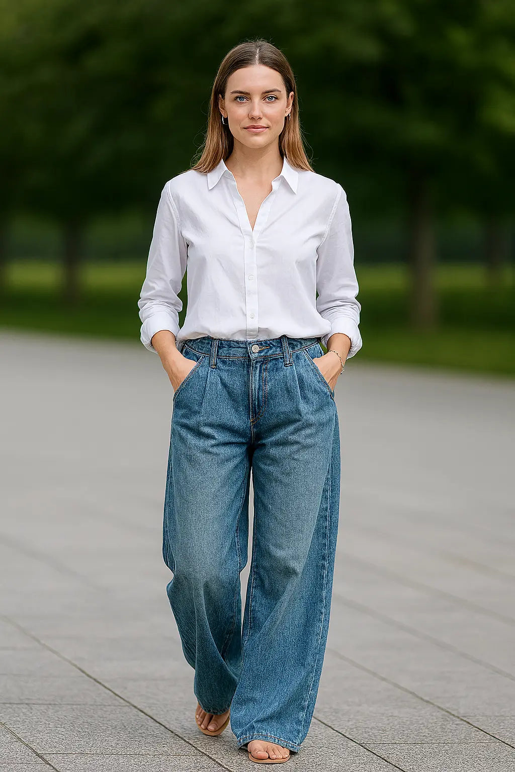 Dames Jeans Met Hoge Taille En Wijde Pijpen, Retro Losse Pasvorm Broek Met Afslank Eigenschappen | VIQA VIQA© NEDERLAND