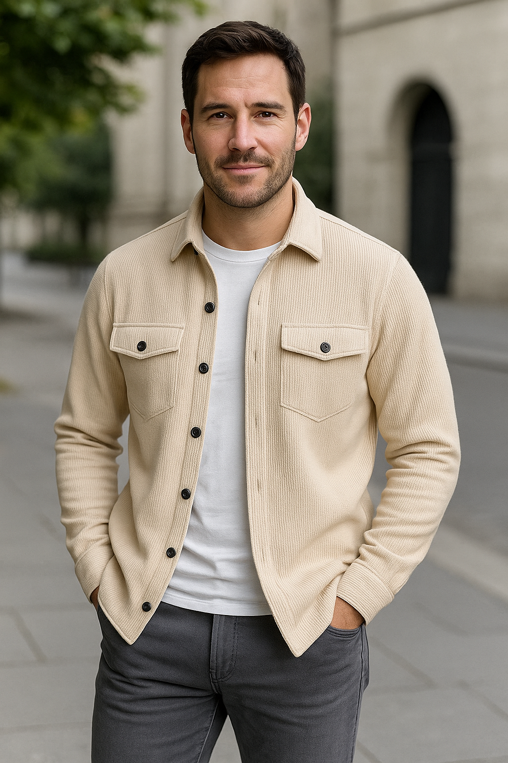 Heren Corduroy Jas, Staande Kraag Knoop-Op Casual Herfst Dagelijkse Effen Kleur Jas | VIQA VIQA© NEDERLAND