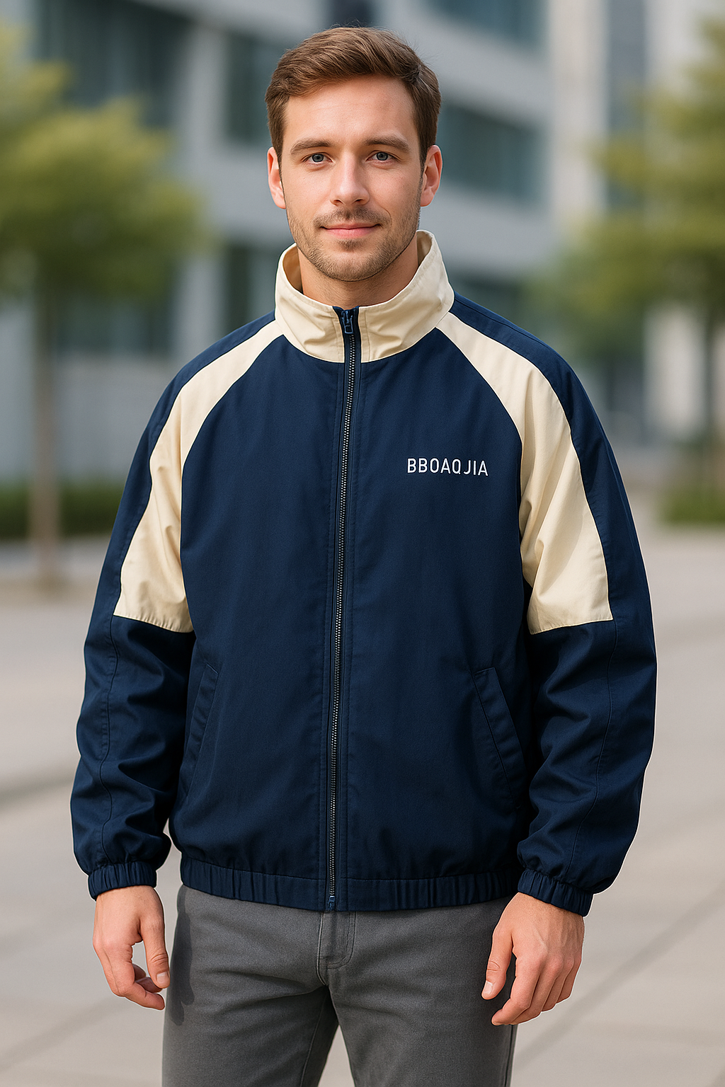 Heren Windjack Met Kleurblokken, High Street Stijl, Opstaande Kraag, Winter- En Lentebovenkleding | VIQA VIQA© NEDERLAND