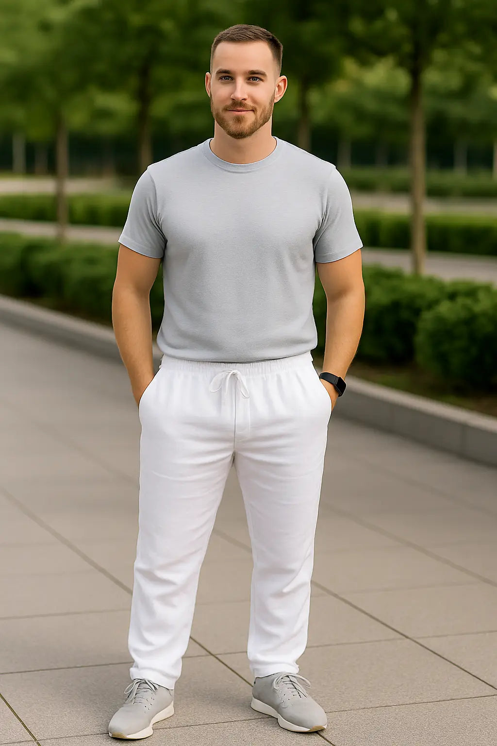 Heren Linnen Broek, Ademende Slim Pasvorm Broek, Casual Effen Kleur Casual Kleding | VIQA VIQA© NEDERLAND