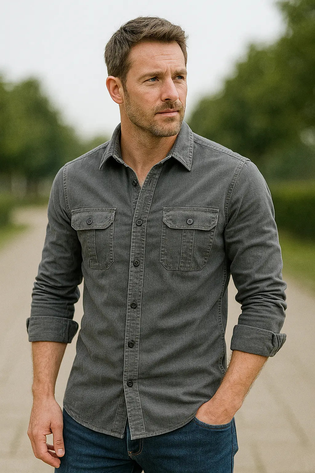 Heren Corduroy Overhemd, Lange Mouw Slim Pasvorm, Effen Kleur Zakelijk Casual Wear | VIQA VIQA© NEDERLAND