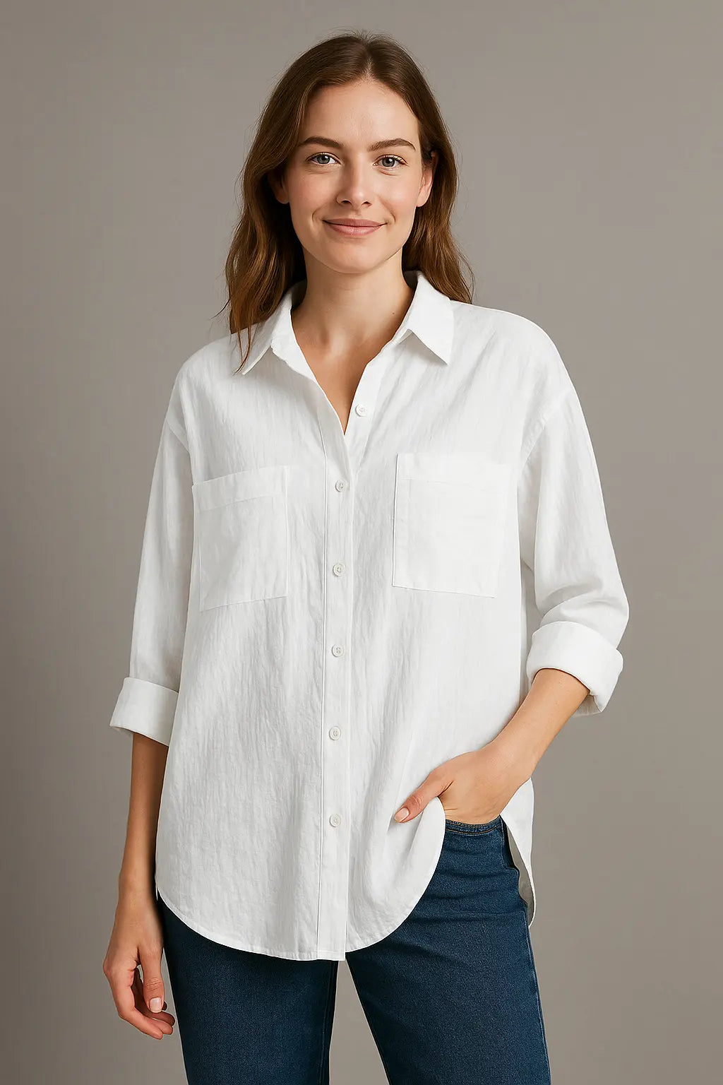 Stacy Dames Zomer Ademend Blouse Met Lange Mouwen VIQA© NEDERLANDWit-2XL