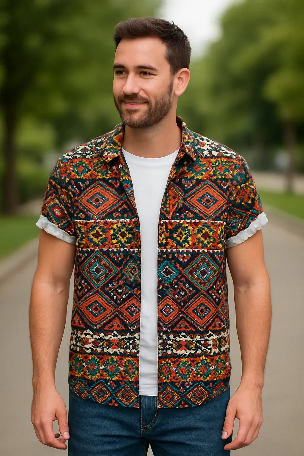 Heren Zomer Overhemd, Etnische Stijl Korte Mouwen Casual Loszittend Ademend Hawaiiaans Overhemd | VIQA VIQA© NEDERLAND