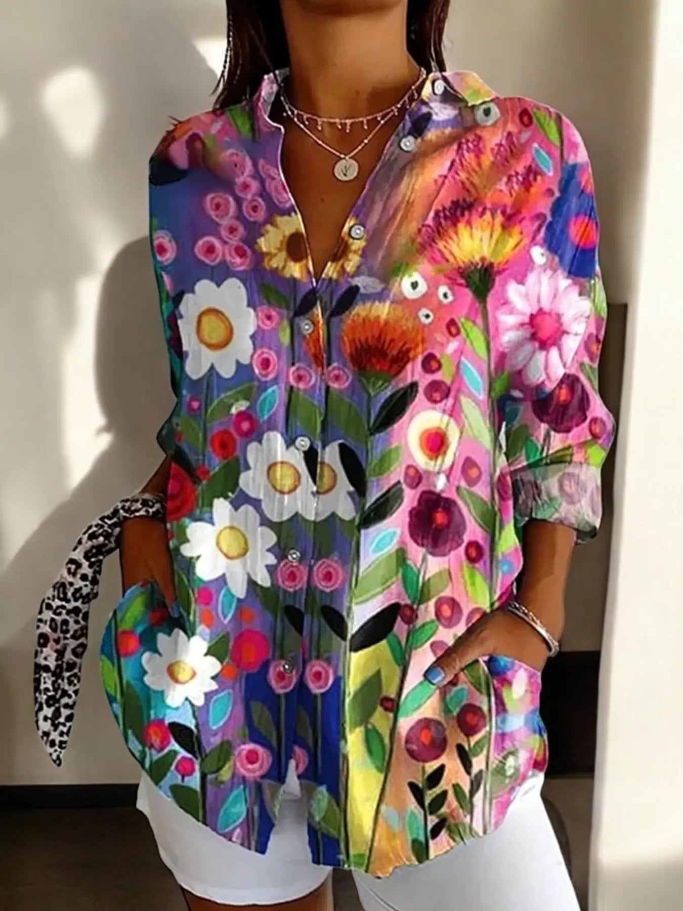 Debra Elegante Bloemenprint Blouse VIQA© NEDERLANDPaars-2XL