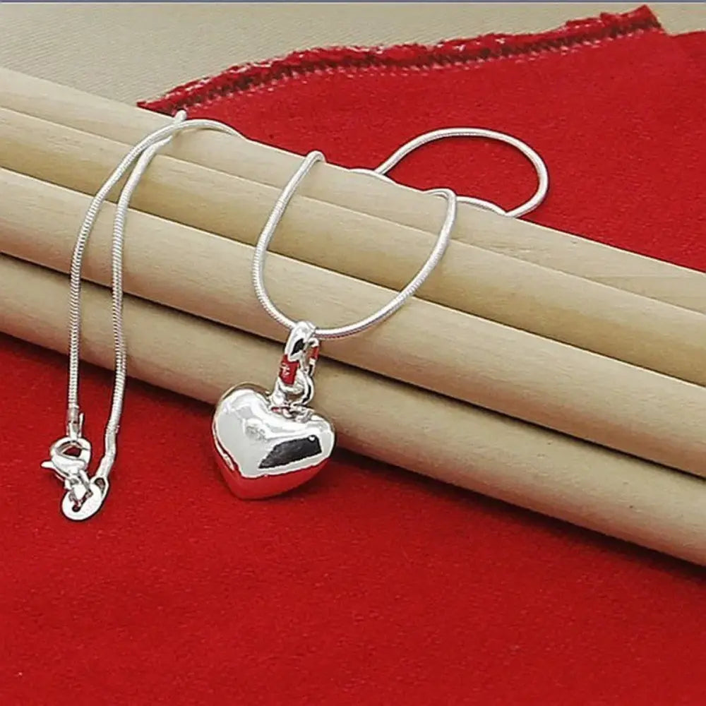925 Sterling Zilveren Massief Hart Ketting Slangenketting Voor Dames VIQA© NEDERLAND