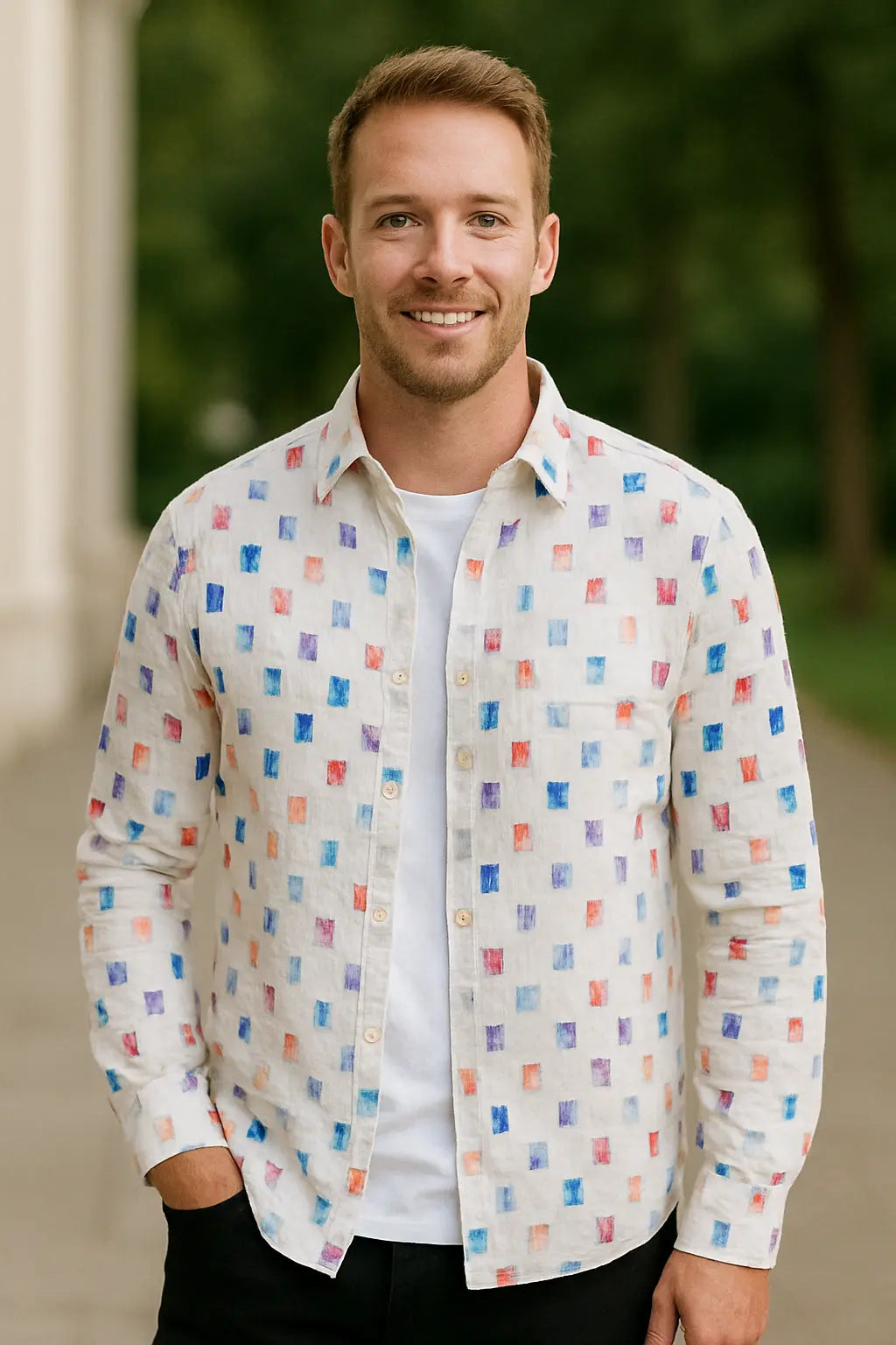 Heren Shirtjas Met Print, Omgeslagen Kraag, Lange Mouwen, Losse Pasvorm, Streetwear Jas | VIQA VIQA© NEDERLAND