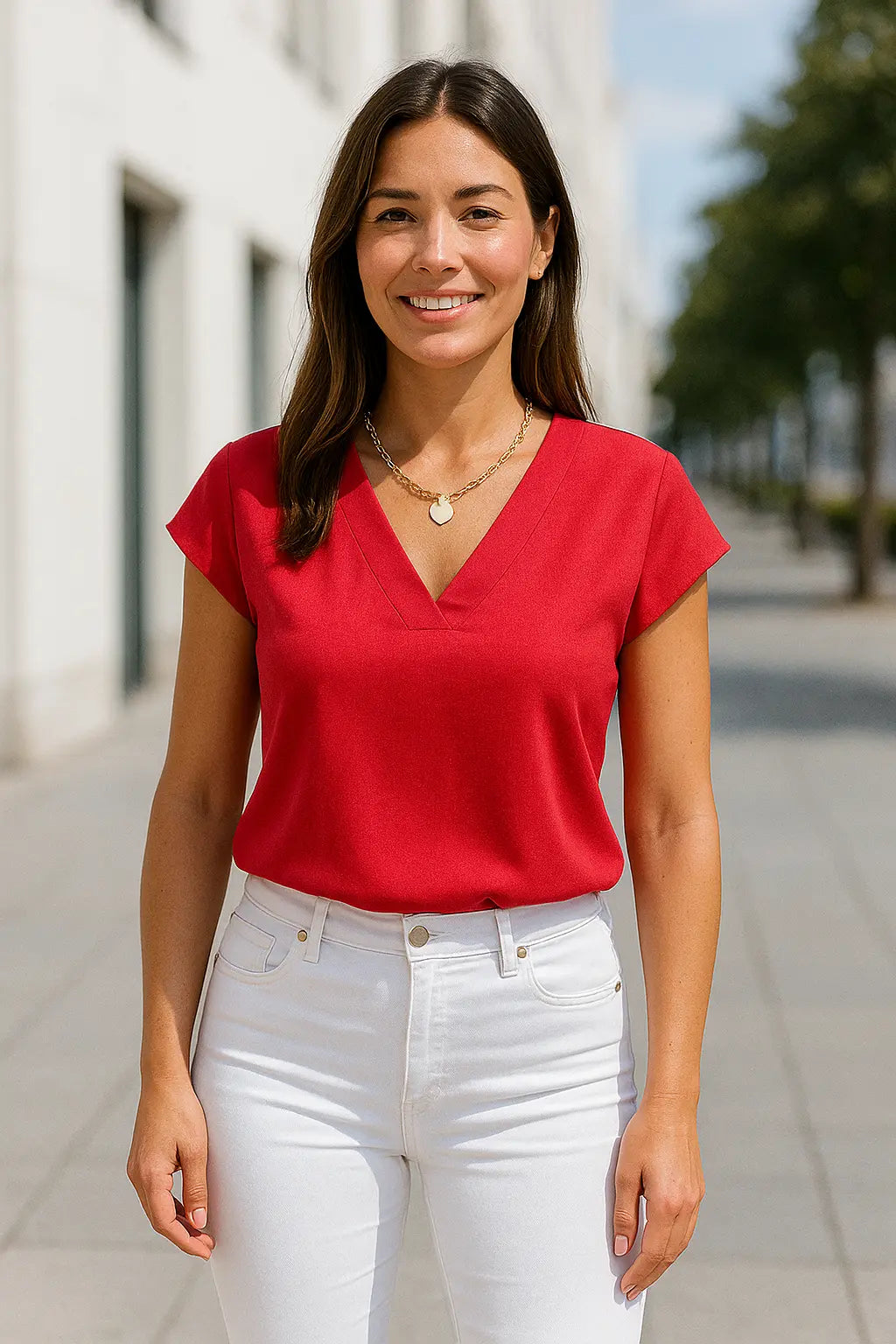 Dames Zomer Geplooide Blouse, Korte Mouwen Patchwork Slim Pasvorm Overhemd, Chique Casual Werkkleding | VIQA VIQA© NEDERLAND