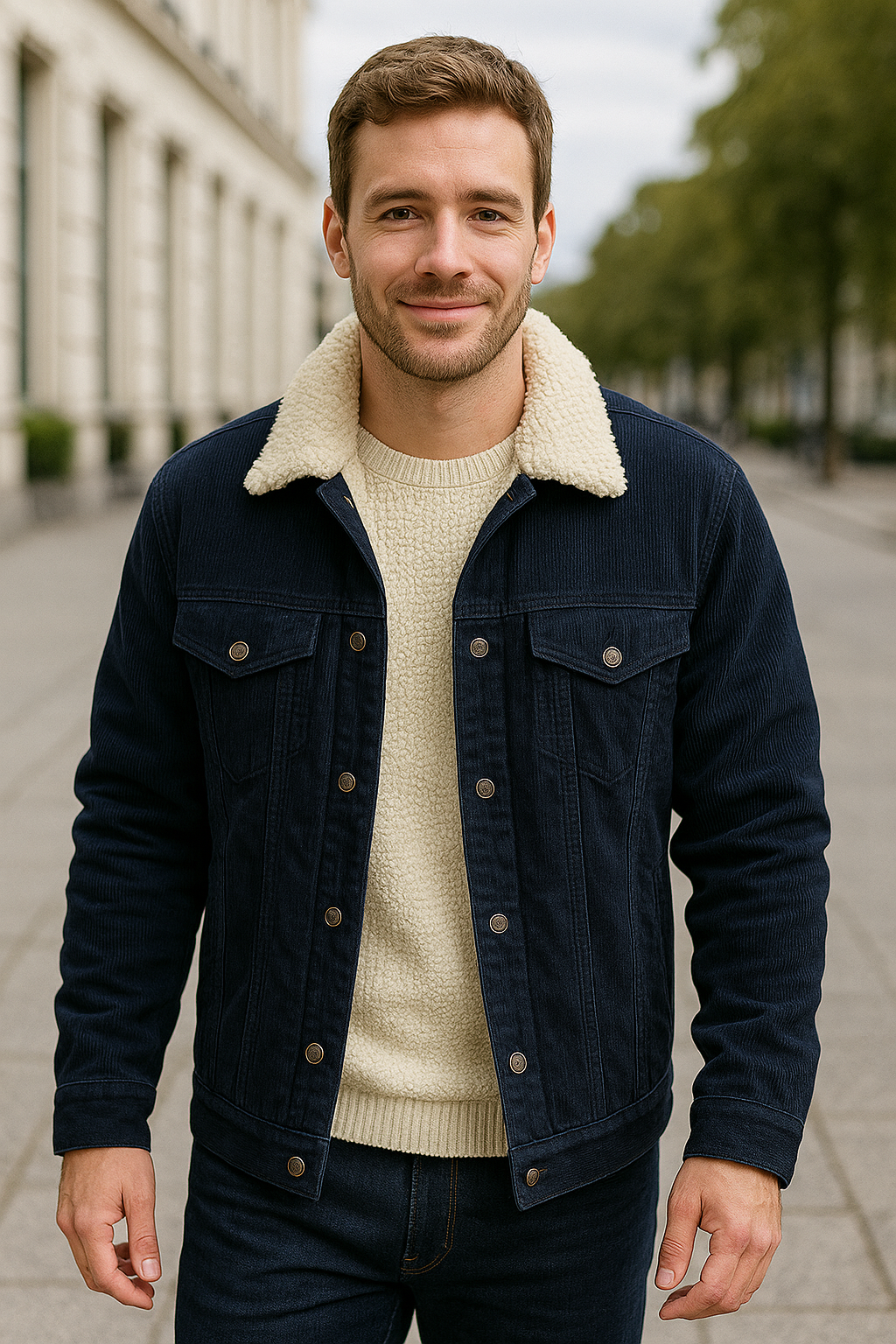 Heren Corduroy Jas, Sherpa Fleece Windjack, Dikke Warme Winterjas Met Meerdere Zakken | VIQA VIQA© NEDERLAND