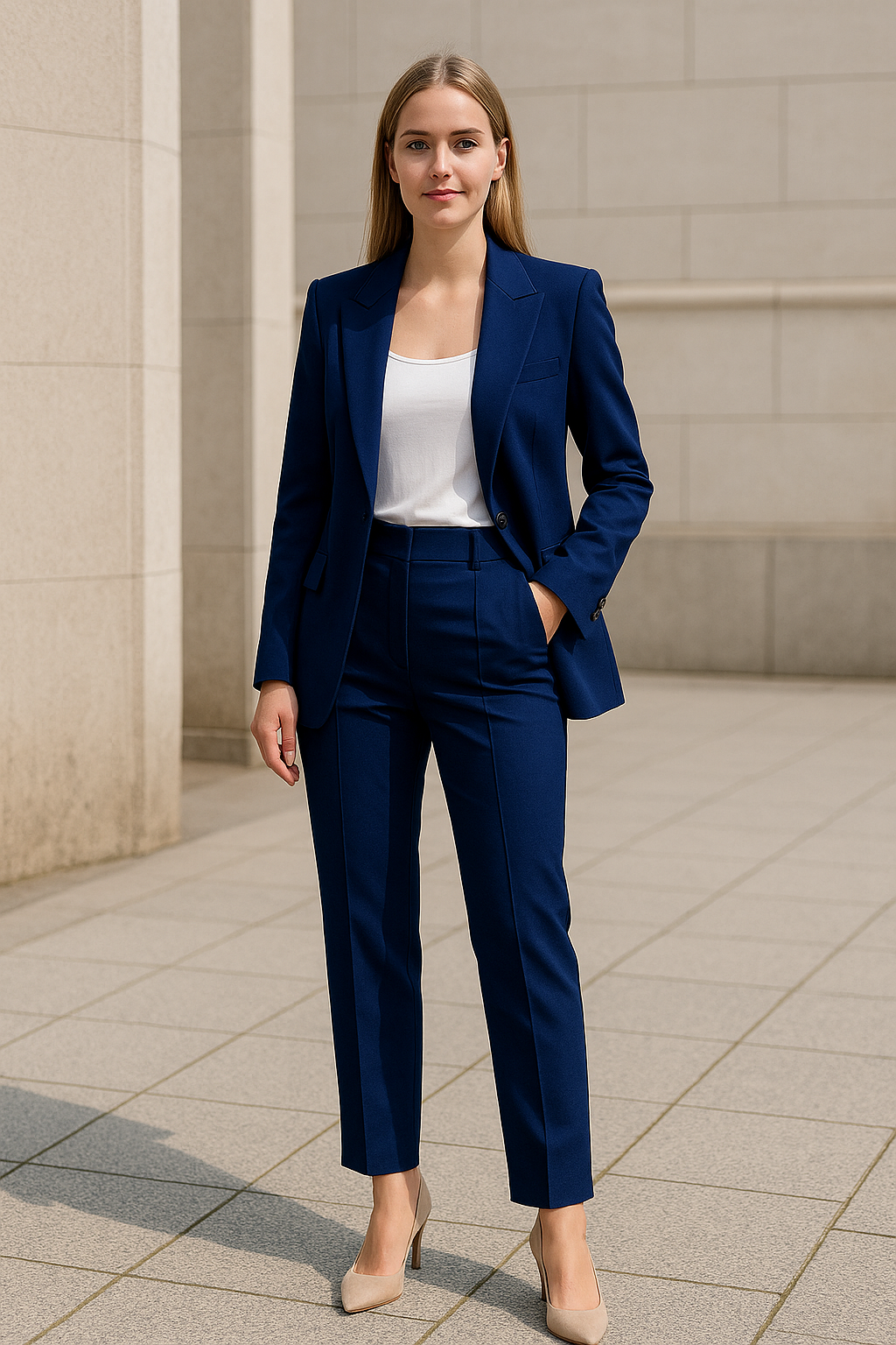 Slim Pasvorm Vestpak Voor Dames, Elegante Effen Kleur Temperament Kantooroutfit | VIQA VIQA© NEDERLAND